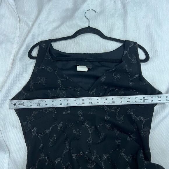 90’s‎ Y2K Black Silver V Neck Midi Dress Semi Formal Sz L - Picture 7 of 12